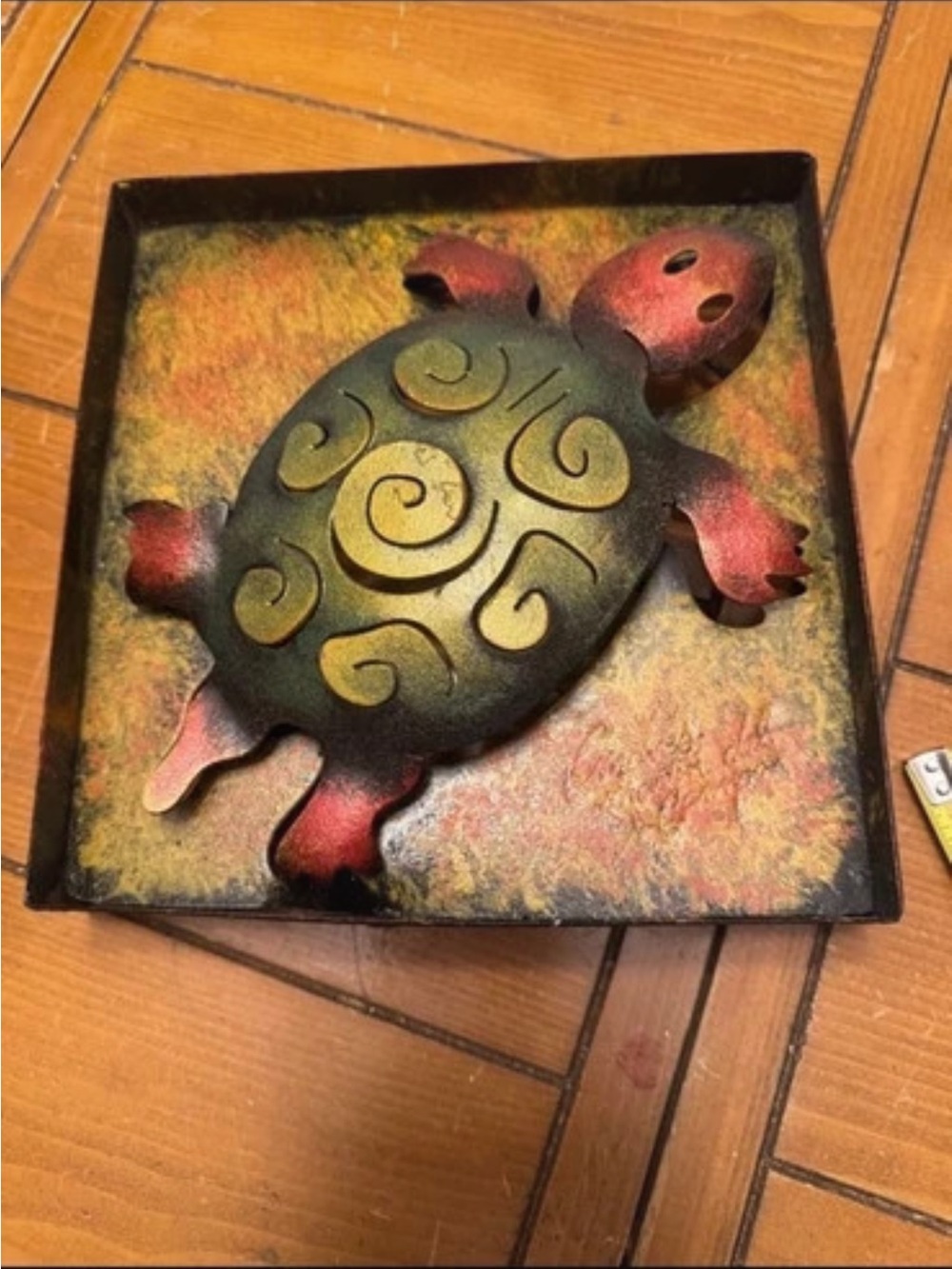 Decorative Metal Turtle Wall Art - Green and Red